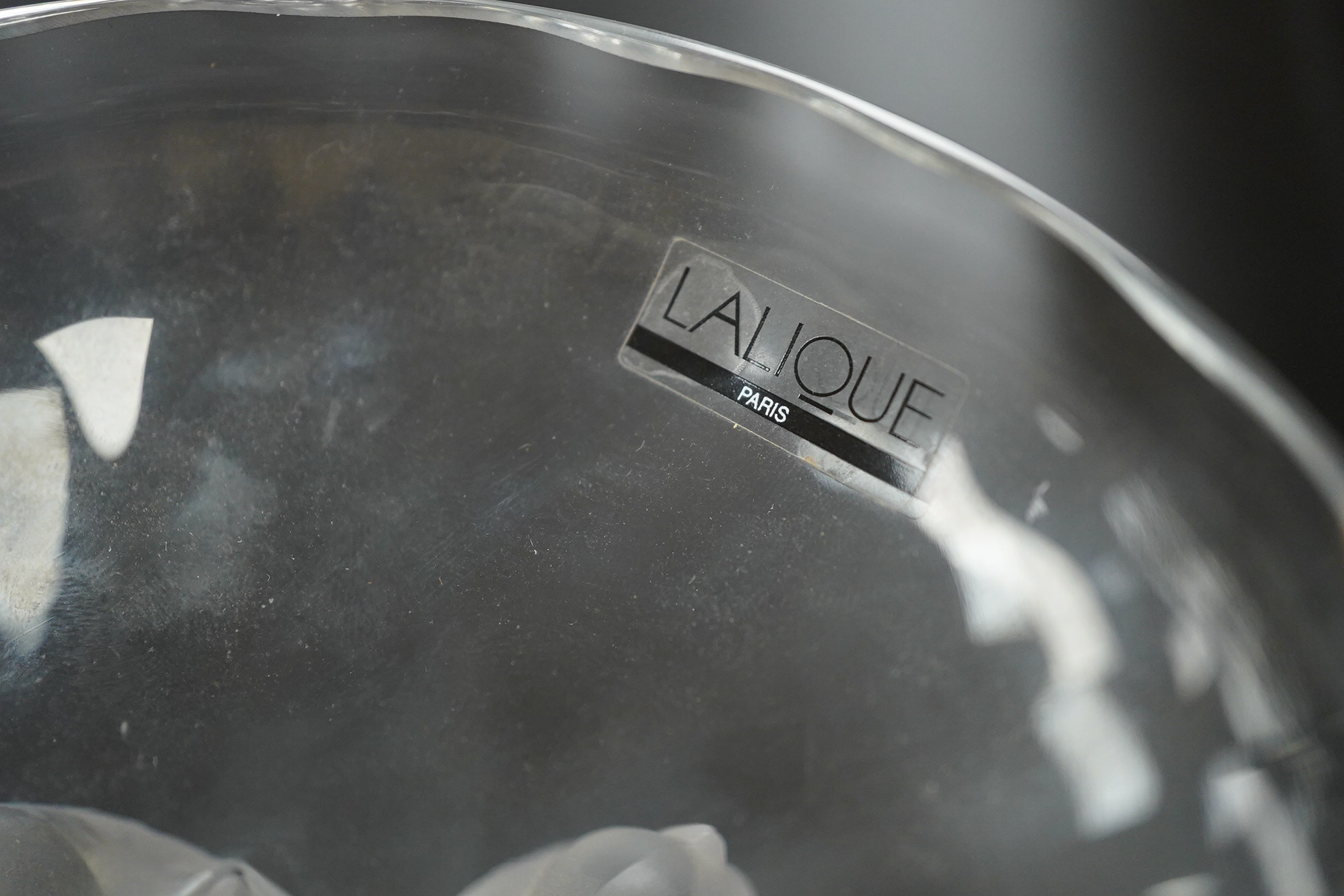 A modern Lalique Nogent pedestal bowl, signed to the base, 14cm in diameter